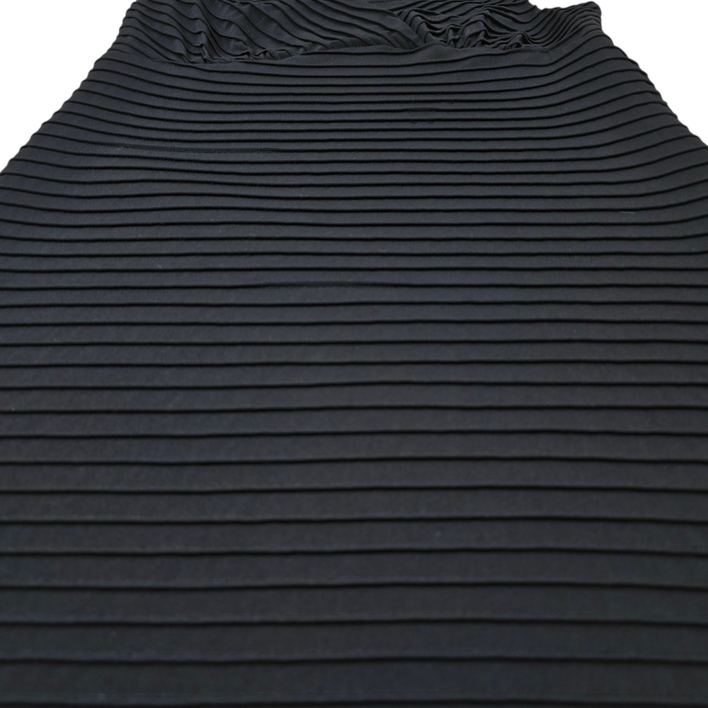 Unbranded Bodycon Dress Womens M Black Stretch Pleated V-Neck Sheath LBD Classic - Picture 5 of 8